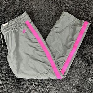 nike track pants dark gray with pink stripe size large